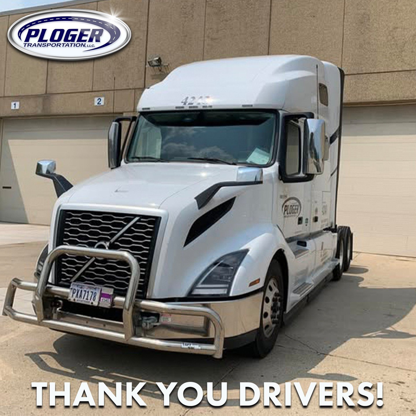 𝐓𝐡𝐚𝐧𝐤 𝐘𝐨𝐮, 𝐏𝐥𝐨𝐠𝐞𝐫 𝐃𝐫𝐢𝐯𝐞𝐫𝐬!

To our incredible team of drivers at Ploger Transportation: Thank you.

Your job is more than just a job&mdash;it's a commitment that requires long hours and days spent away from home. We know the sacr