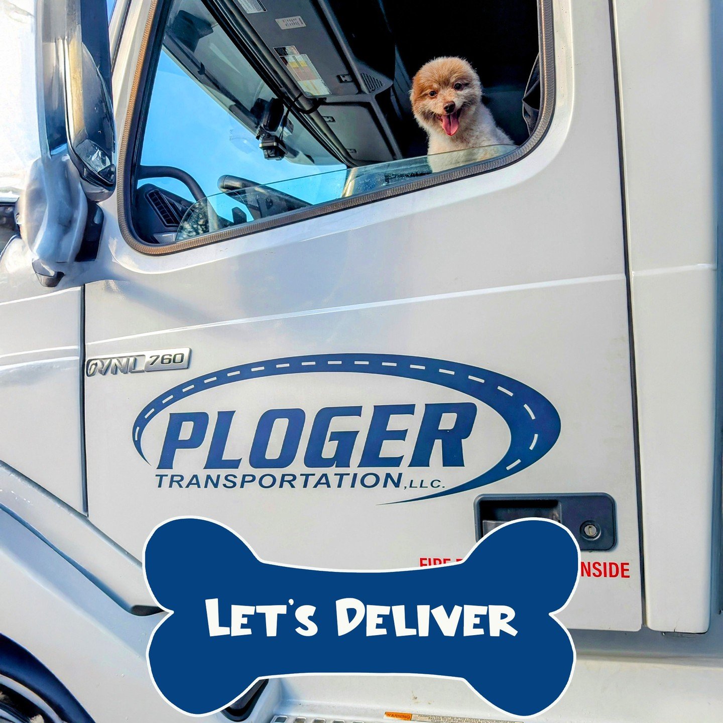 Petey the Ploger Pup is ready to deliver! 🐶🐕&zwj;🦺 We are pet friendly and drivers are welcome to take thier furry friends out with them! Do you have a picture of your pet in your truck? Post them in the comments! ✨✨
